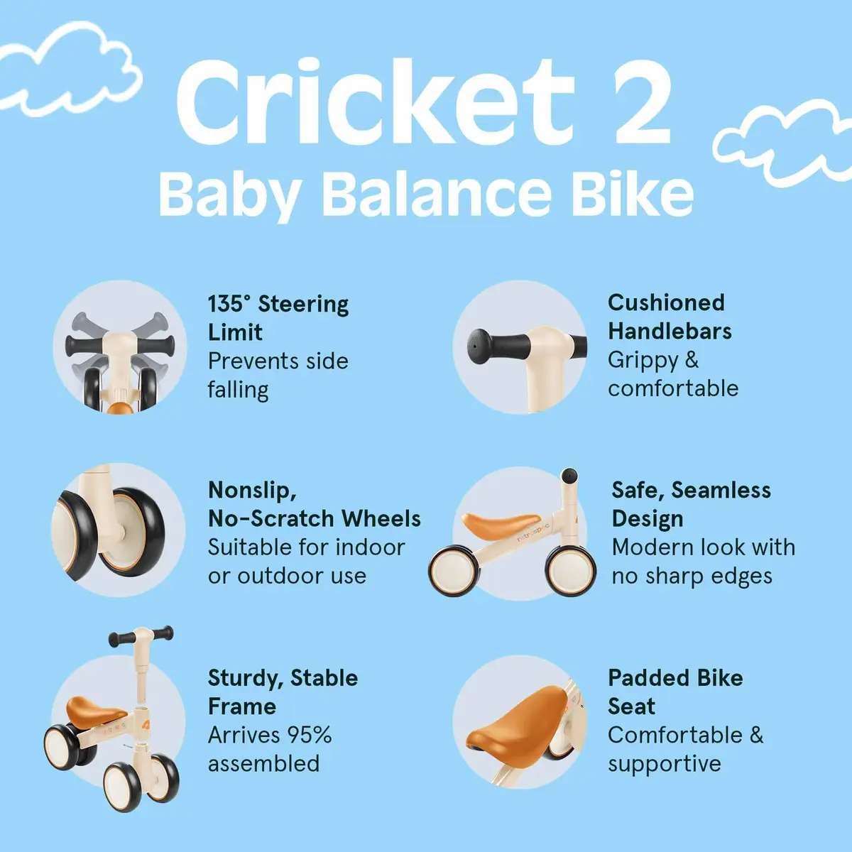Retrospec Cricket Baby Walker Balance Bike for 12-24 Months | Toddler Ride-On Toy for Boys & Girls - view 3