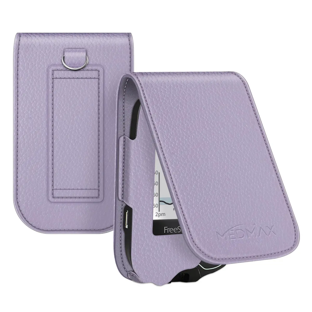 MEDMAX PU Leather Protective Case for Freestyle Libre 3 2 / Libre Reader | Slip-Resistant, Drop-Proof, Portable (Lilac Purple) - main product image