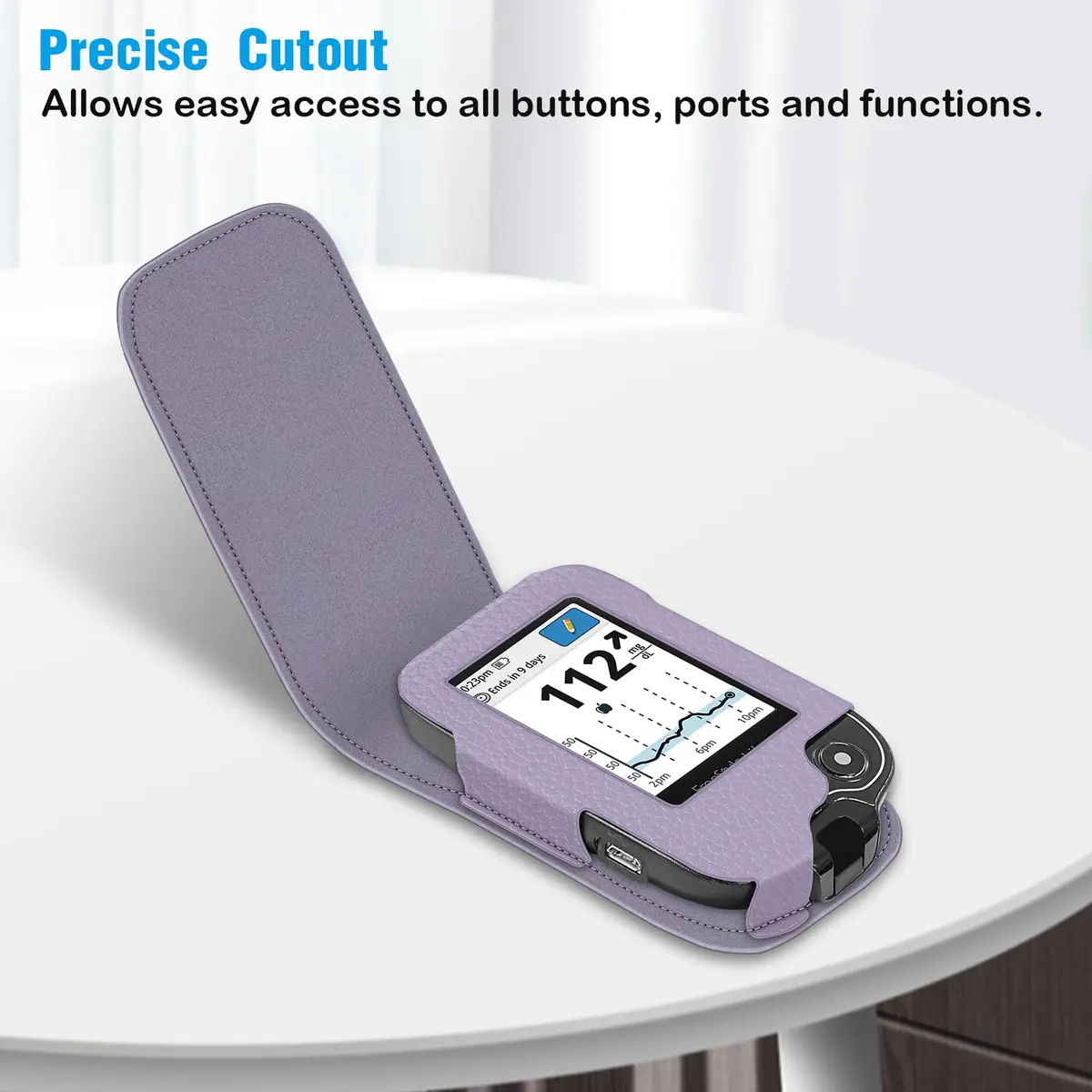 MEDMAX PU Leather Protective Case for Freestyle Libre 3 2 / Libre Reader | Slip-Resistant, Drop-Proof, Portable (Lilac Purple) - view 5