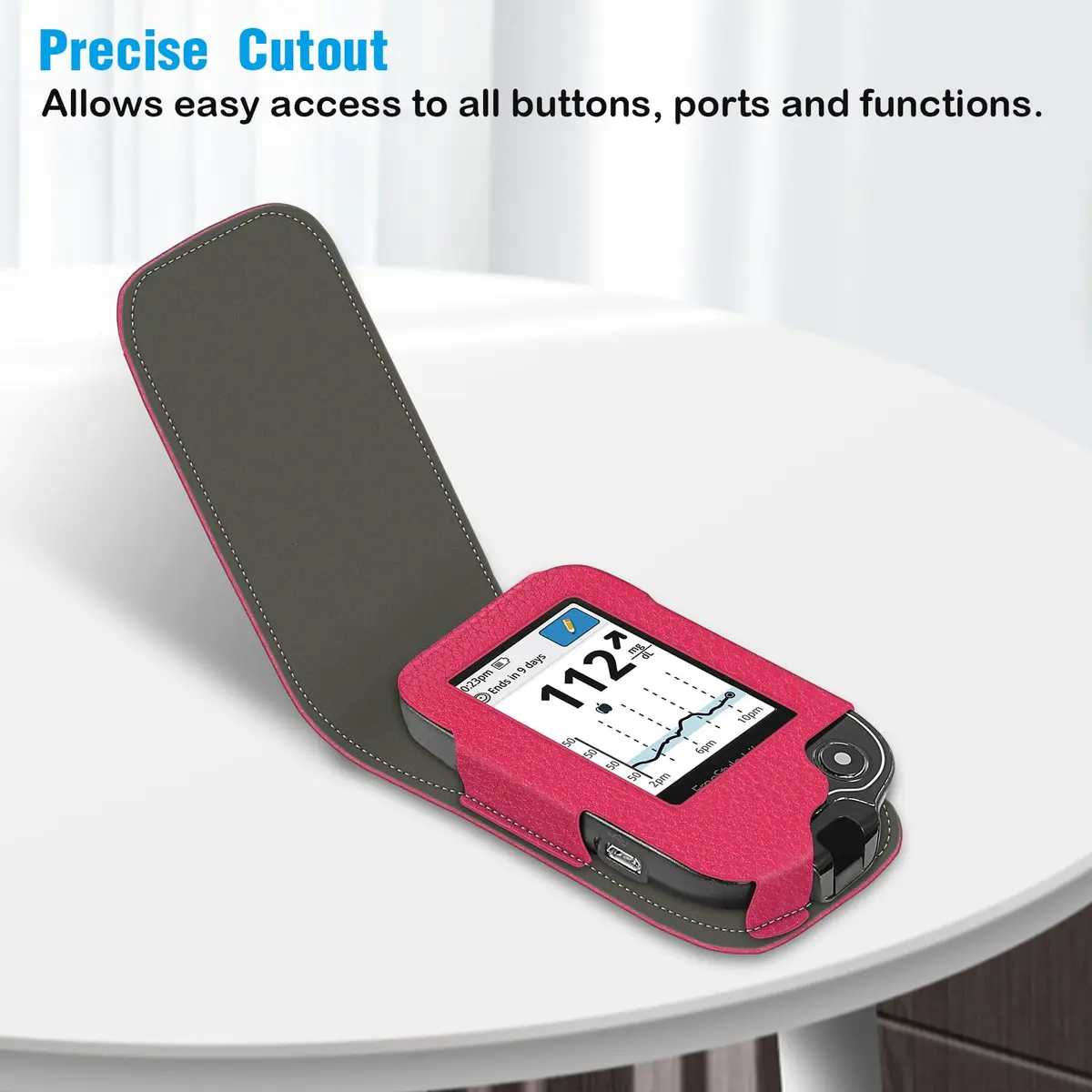 MEDMAX PU Leather Protective Case for Freestyle Libre 3 2 / Libre Reader | Shockproof & Portable Magenta - view 5