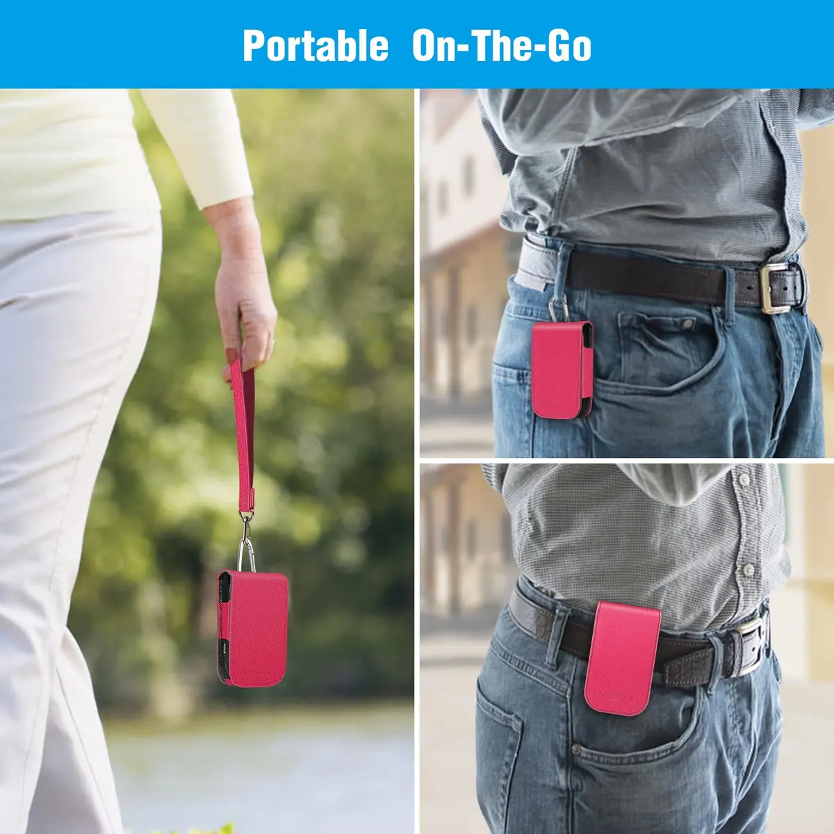 MEDMAX PU Leather Protective Case for Freestyle Libre 3 2 / Libre Reader | Shockproof & Portable Magenta - view 6