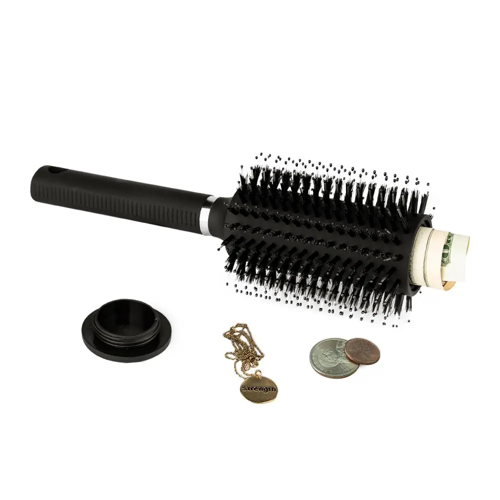 LiveBe Hidden Safe Hair Brush with Storage Compartment | Black Diversion Safe for Valuables - main product image
