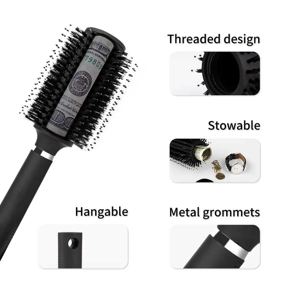 LiveBe Hidden Safe Hair Brush with Storage Compartment | Black Diversion Safe for Valuables - view 3