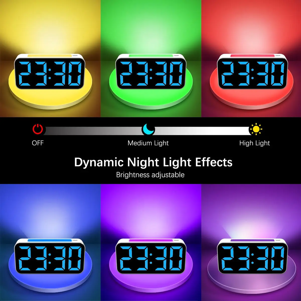 Topski Digital Alarm Clock with Night Light | Large 7-inch Display, Dual Alarm, Snooze, Dimmable Bedside Clock for Kids Teens - view 2