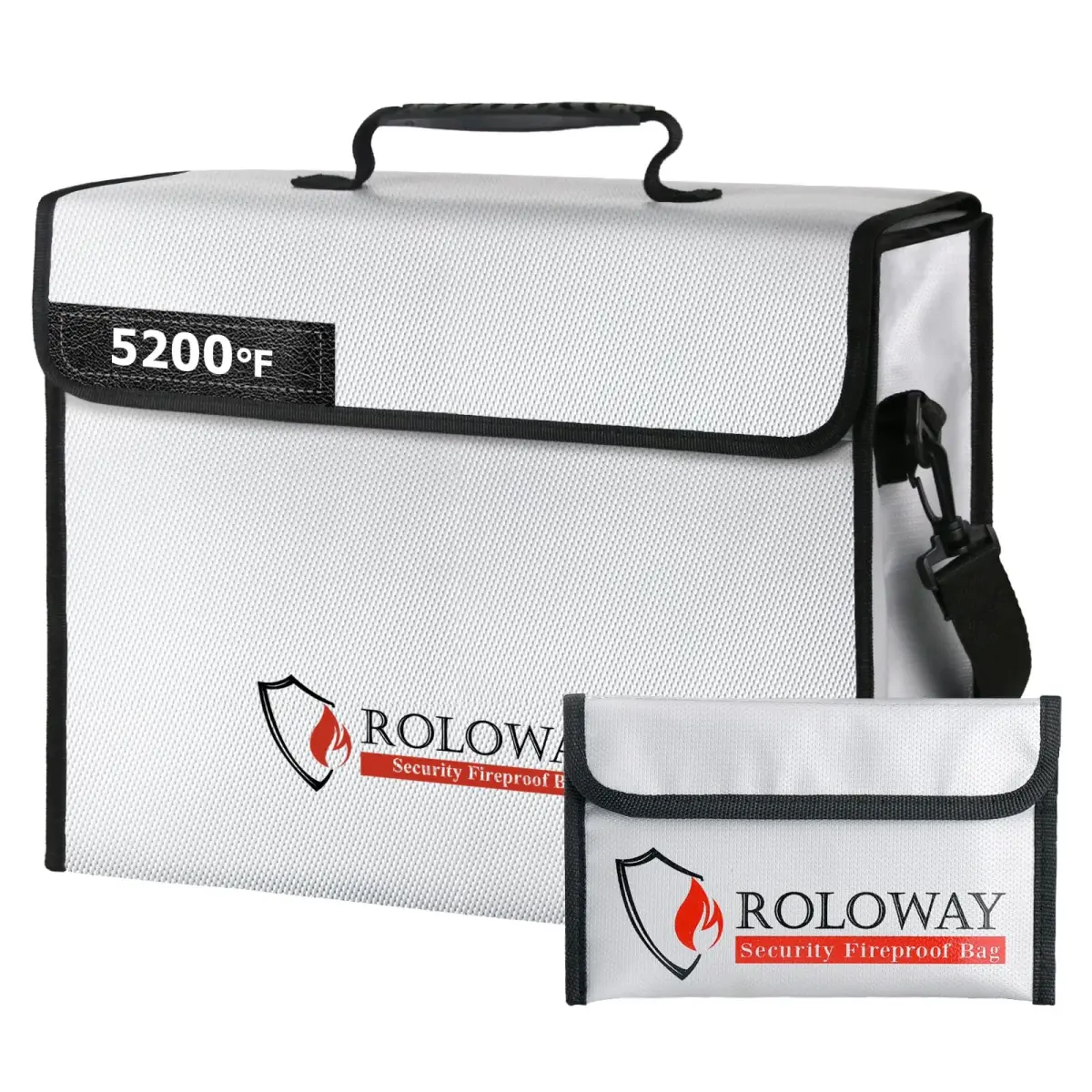 ROLOWAY Large Fireproof Document Bag 15x12x5 inches | 5200°F Heat Insulated, Water-Resistant, Lockable Zipper - main product image