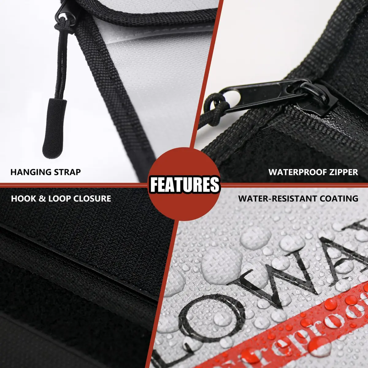ROLOWAY Fireproof Bag (9.6 x 6.6 inches) 5200℉ Heat Insulated, Fireproof Money Bag with Zipper for Cash (2-Pack) - view 5