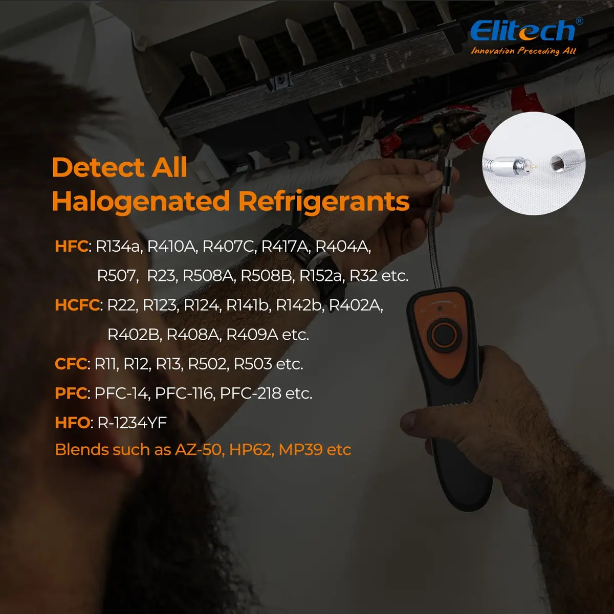 Elitech CLD-100 Refrigerant Leak Detector with UV Light | 8.26 inch Probe, 0.21oz/yr Sensitivity - view 4