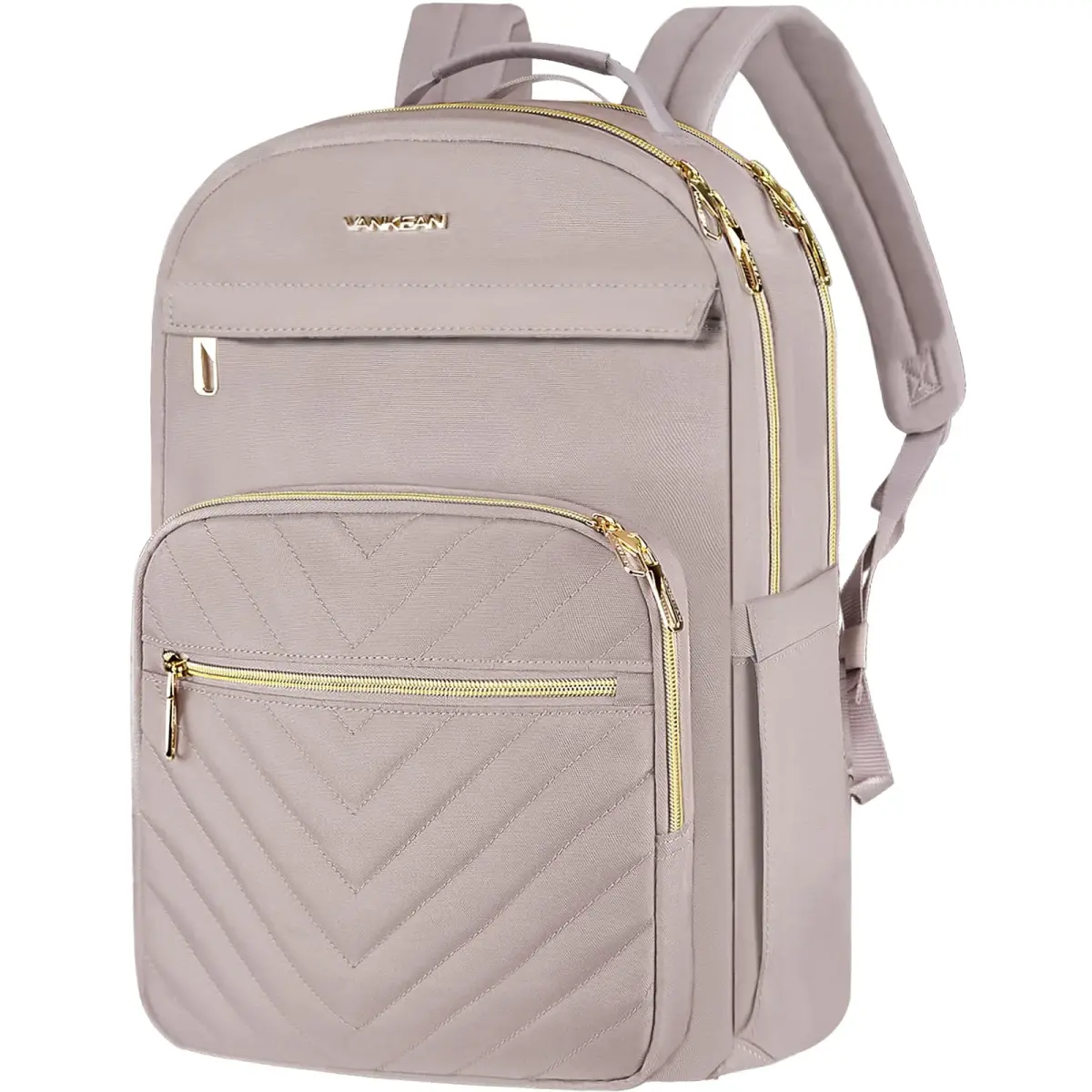 VANKEAN 17.3-inch Laptop Backpack for Women Large Capacity | Quilted Light Dusty Pink/Grey Purple - main product image