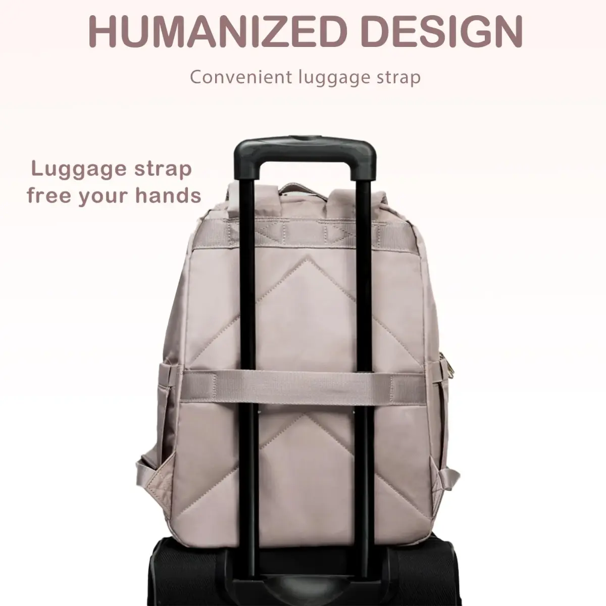 VANKEAN 17.3-inch Laptop Backpack for Women Large Capacity | Quilted Light Dusty Pink/Grey Purple - view 3