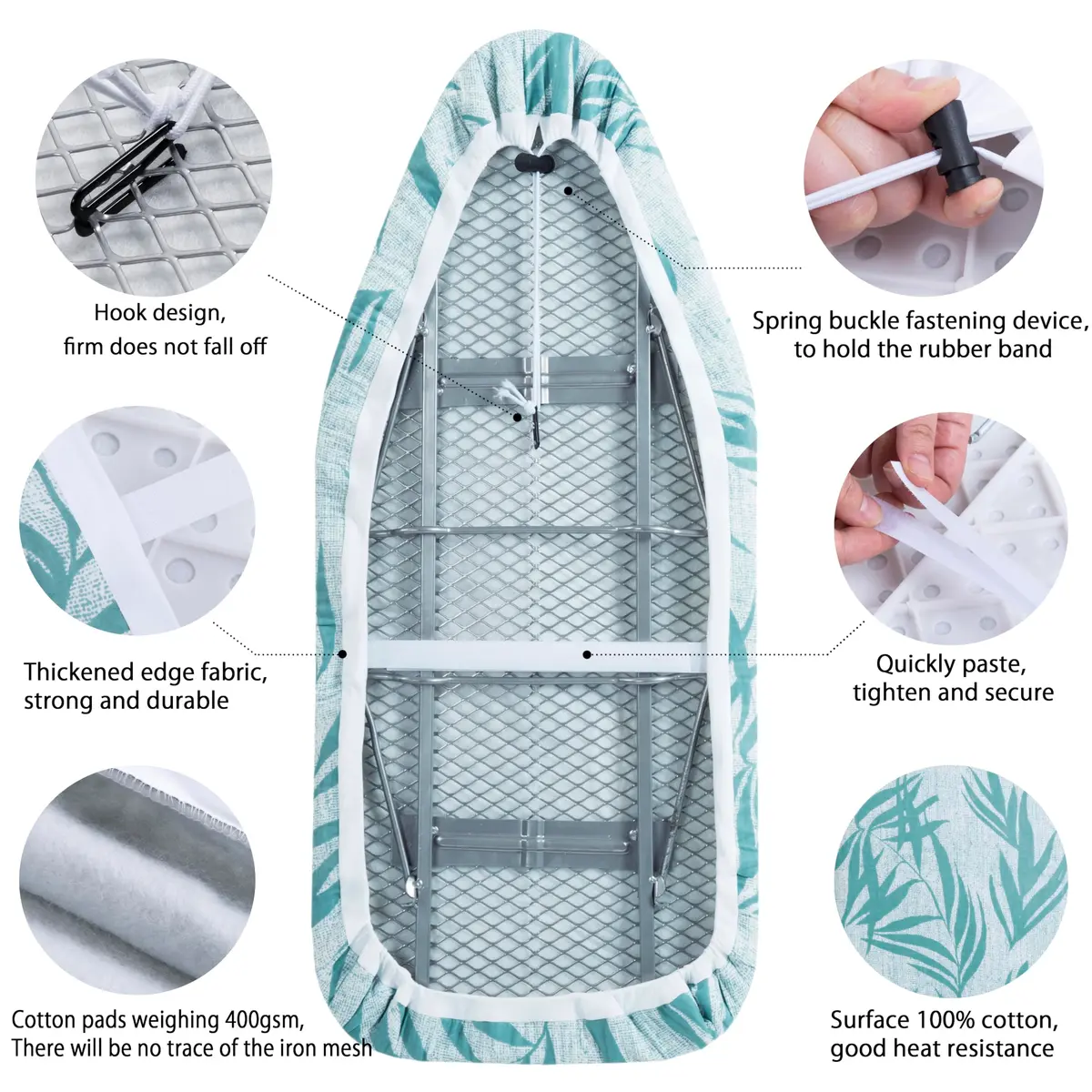 MZXcuin Small Ironing Board Cover 12.5"x32" | Heat Reflective Cotton Pad with Padding - view 4