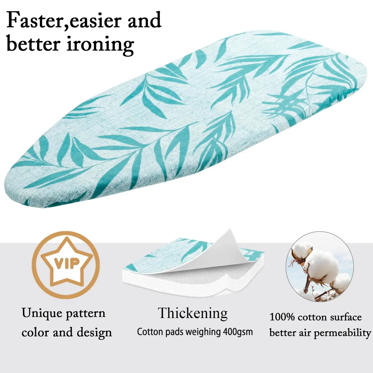 MZXcuin Small Ironing Board Cover 12.5"x32" | Heat Reflective Cotton Pad with Padding - view 3