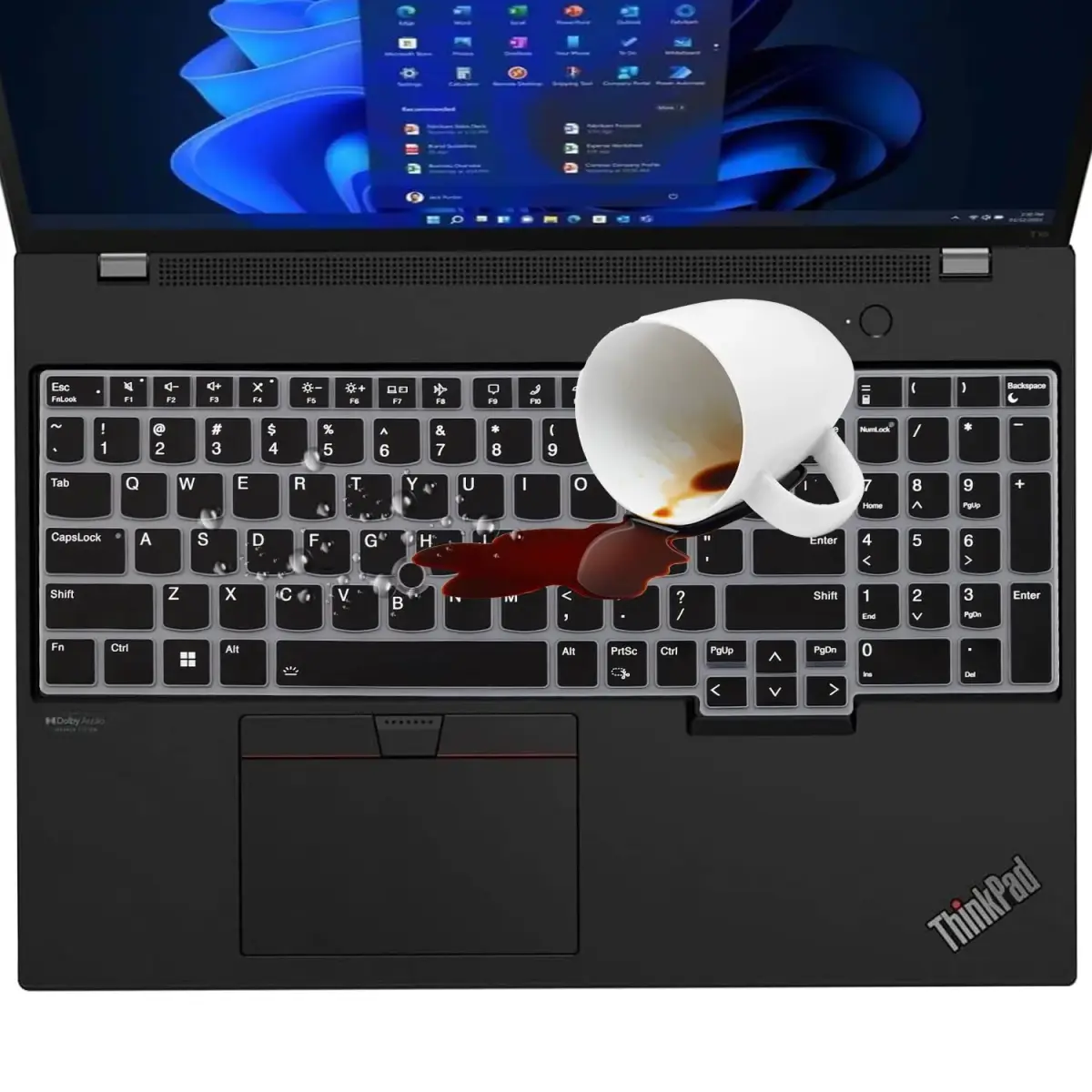 MUBUY-GOL Black Silicone Keyboard Cover for Lenovo ThinkPad E16, T16, P16, P16v, P16s, L15 (15.6"-16") | US Layout - view 7