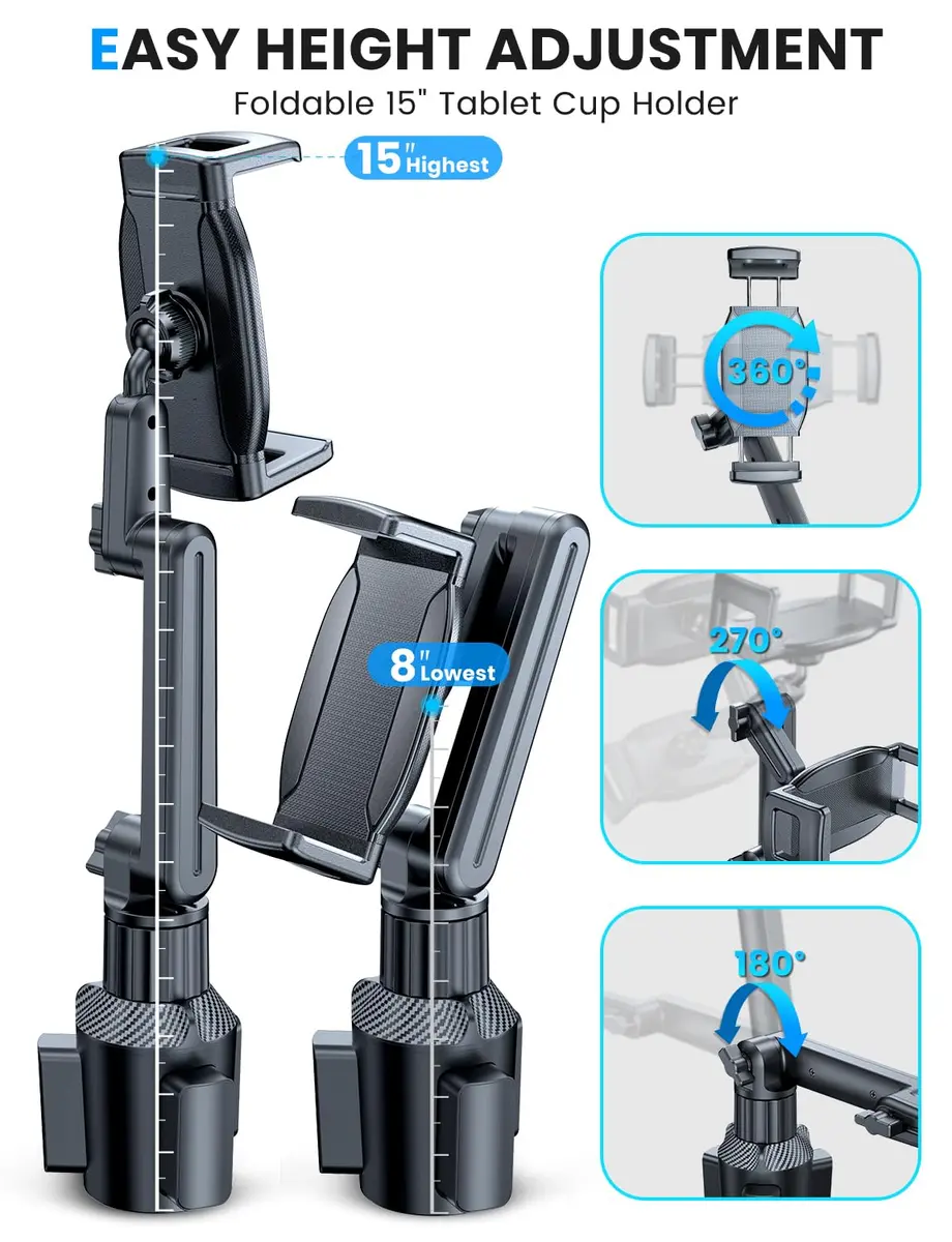 eSamcore Car Cup Holder Tablet Mount 47cm (15" Height) | Stable & Durable for 6"-12.9" Devices - view 4