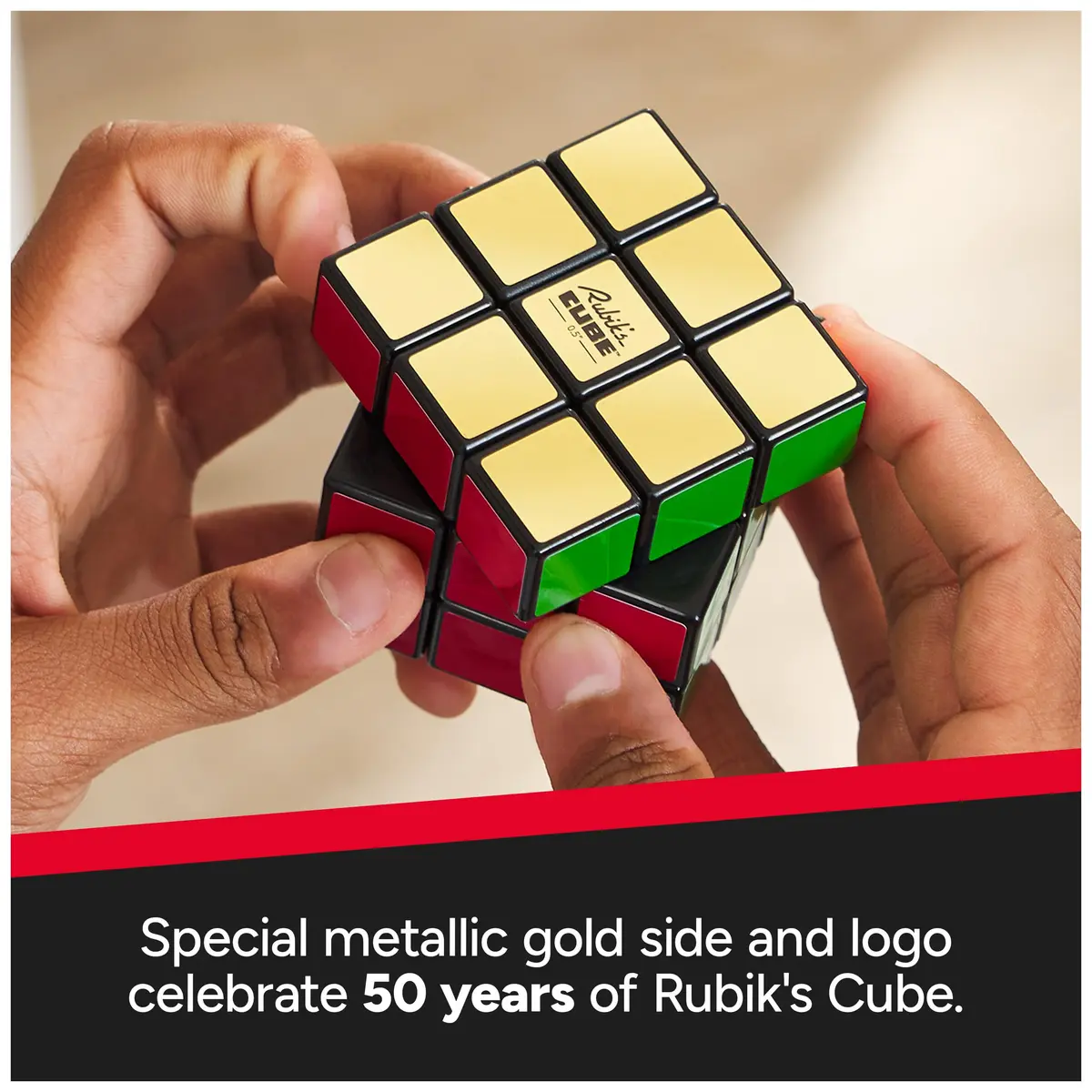 Rubik's Cube 50th Anniversary Retro Puzzle Cube & Brain Teaser Fidget Toy | Classic 3x3 Vintage Design, Collectible & Brain-Boosting - view 4