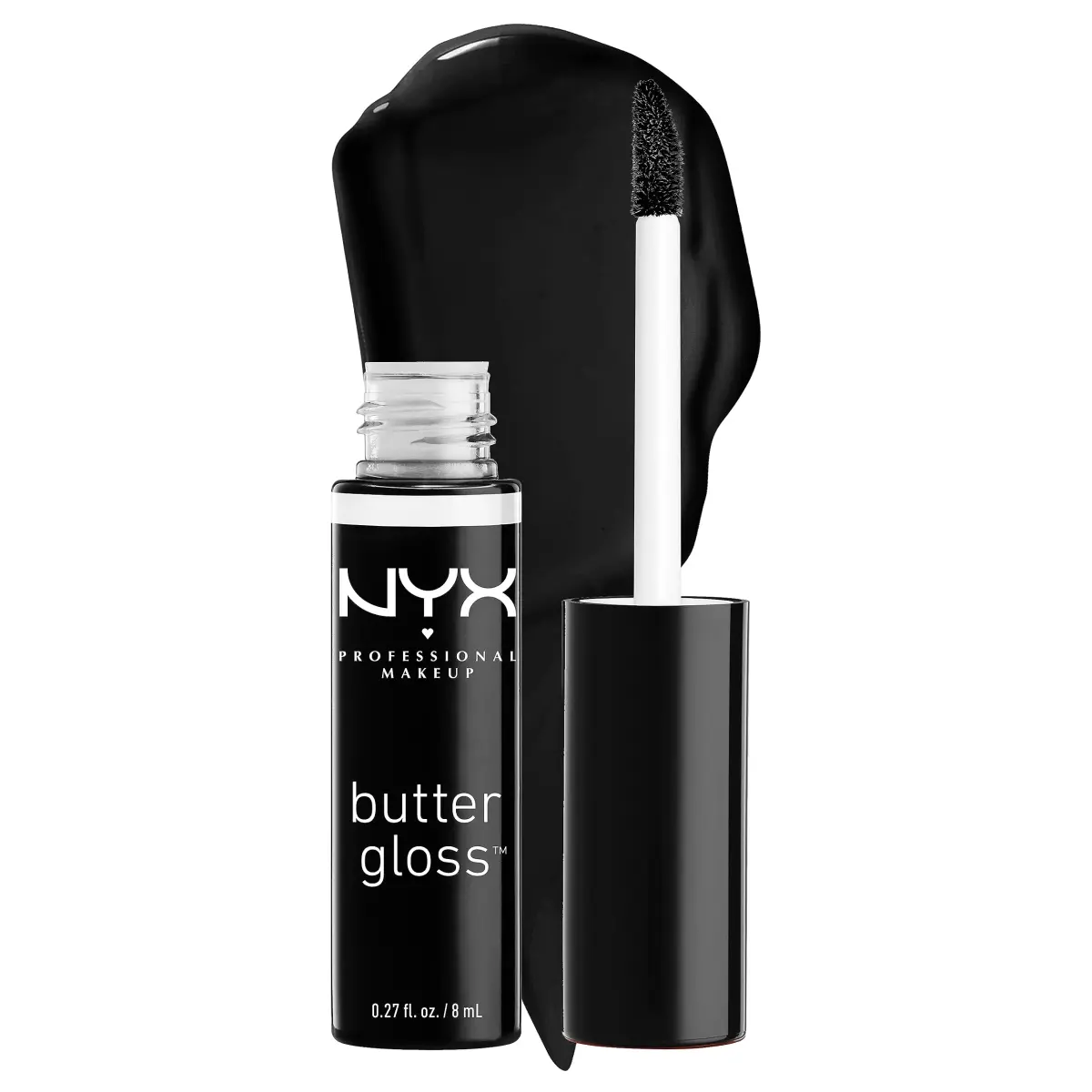 NYX PROFESSIONAL MAKEUP Butter Gloss Lip Gloss, Licorice (Black) 8ml (0.27 Fl Oz) | Sheer to Medium Coverage - main product image