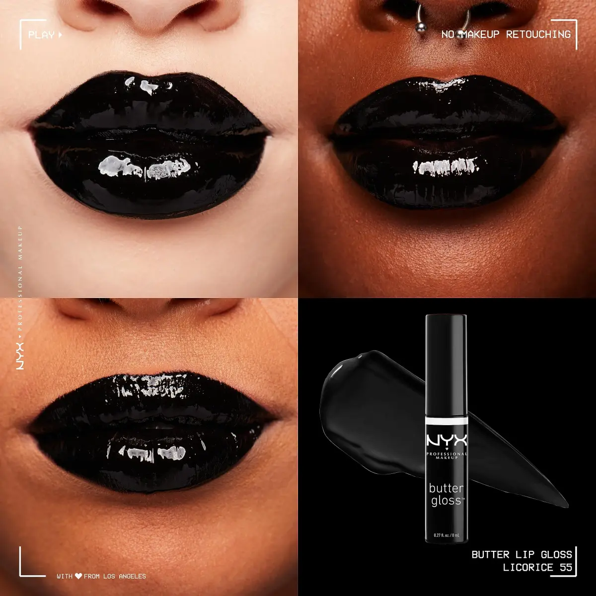 NYX PROFESSIONAL MAKEUP Butter Gloss Lip Gloss, Licorice (Black) 8ml (0.27 Fl Oz) | Sheer to Medium Coverage - view 3