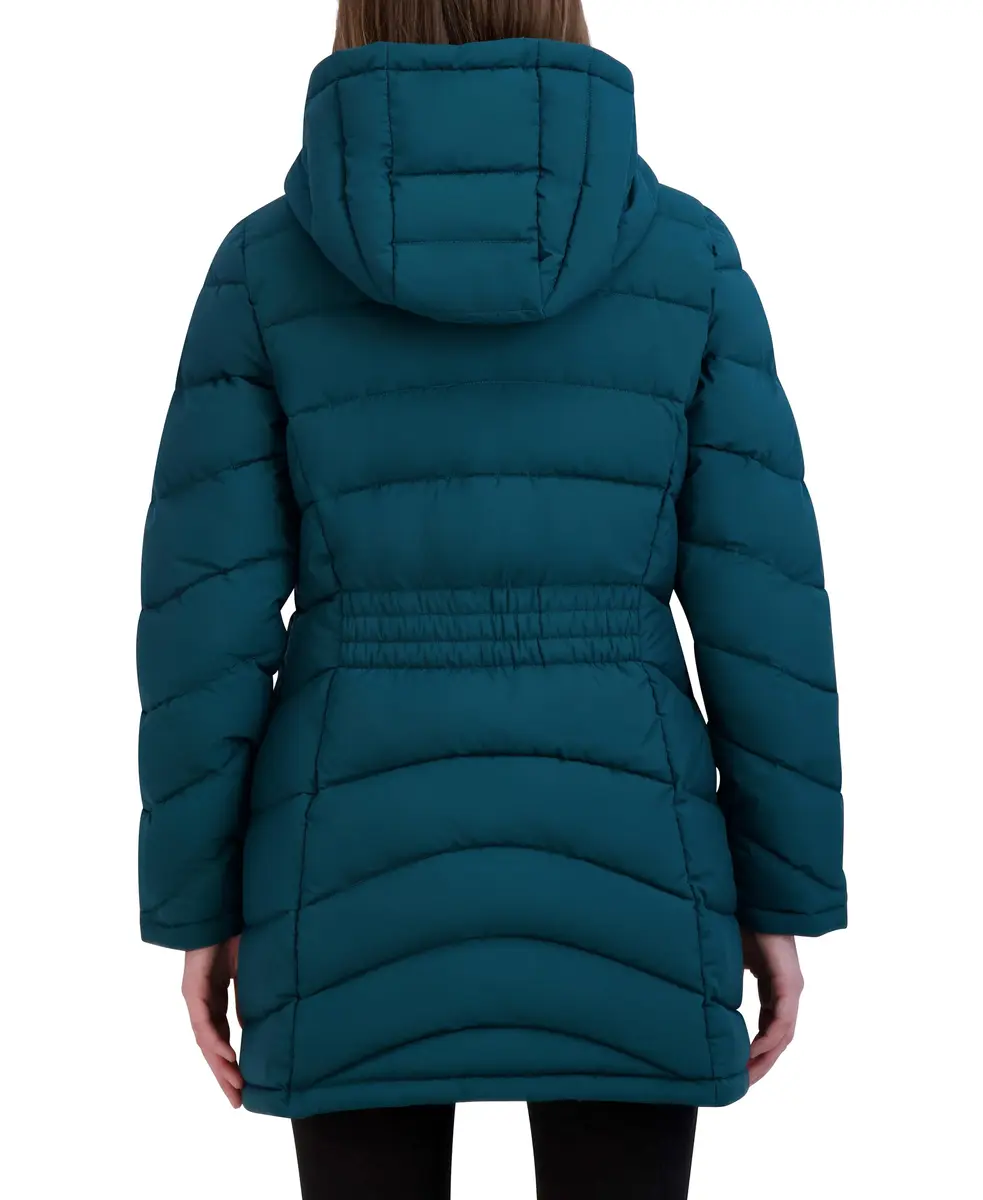 HFX Women's Longline Stretch Puffer Coat, Pine, XL | Water-Resistant, Active & Warm - view 4