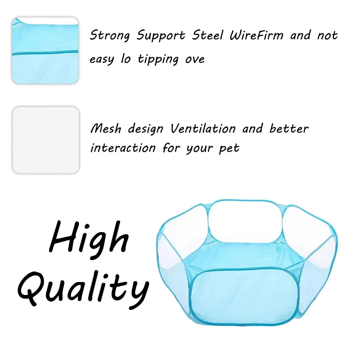 Sheldamy Small Animals Playpen 47'' x 24'' x 15'' | Portable Indoor Outdoor Pet Fence - view 5