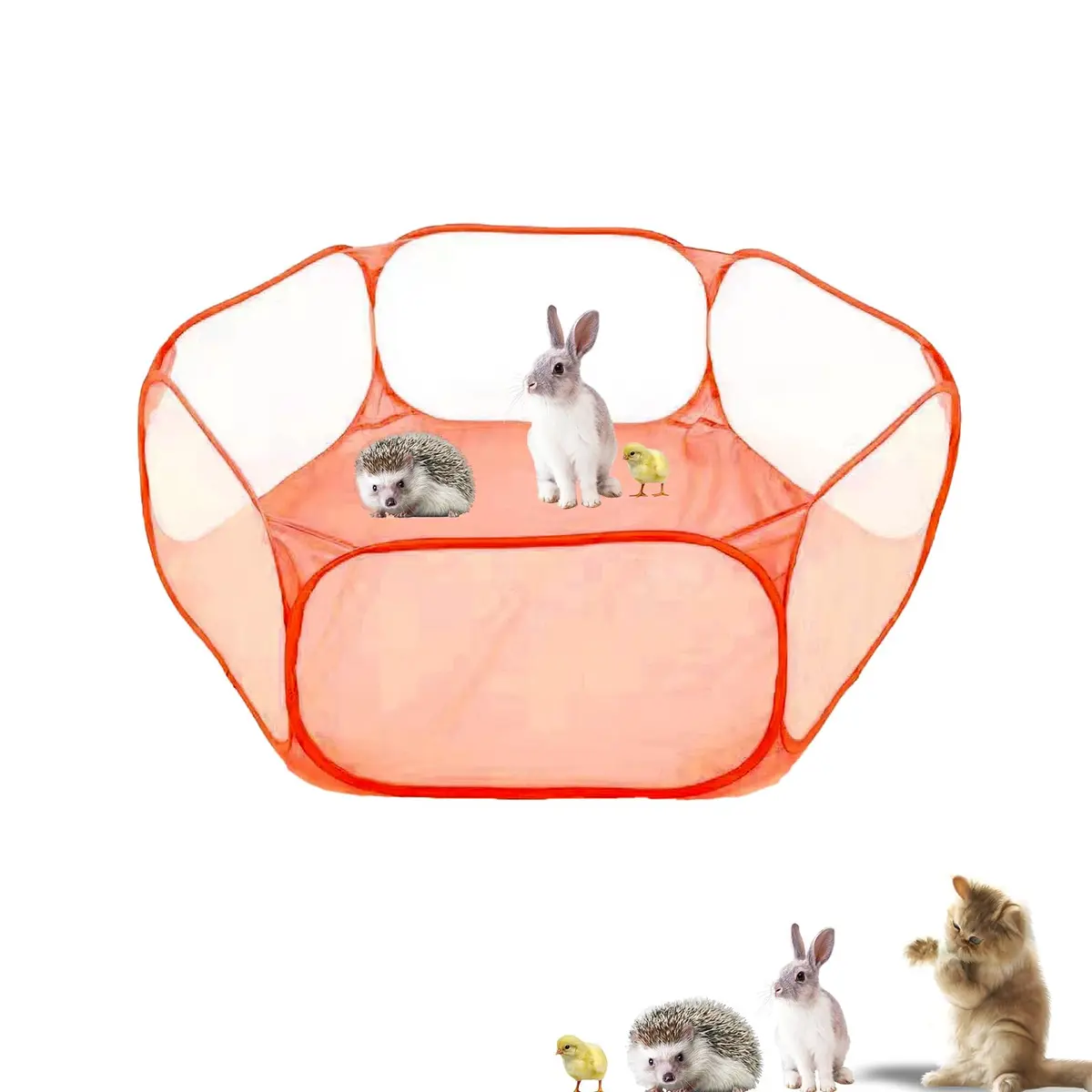 Sheldamy Small Animals Playpen 47'' x 24'' x 15'' | Portable Pop-up Pet Tent for Rabbits & Guinea Pigs - main product image