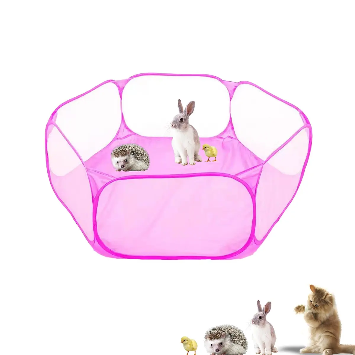 Sheldamy Small Animals Playpen 47'' x 24'' x 15'' | Portable Pop-up Pet Tent for Rabbits & Guinea Pigs - main product image
