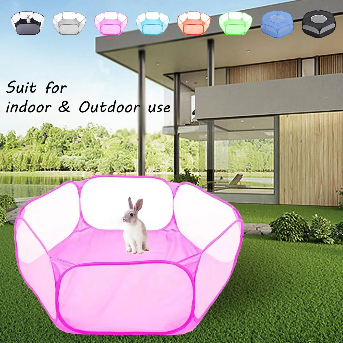 Sheldamy Small Animals Playpen 47'' x 24'' x 15'' | Portable Pop-up Pet Tent for Rabbits & Guinea Pigs - view 6