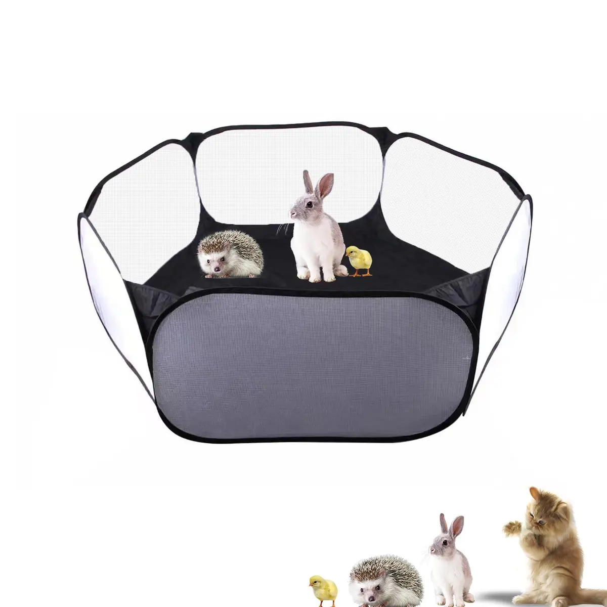 Sheldamy Small Animals Playpen 47x24x15 in | Portable Pop-up Interactive Pet Tent - main product image