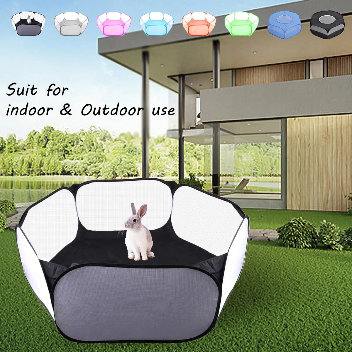 Sheldamy Small Animals Playpen 47x24x15 in | Portable Pop-up Interactive Pet Tent - view 6