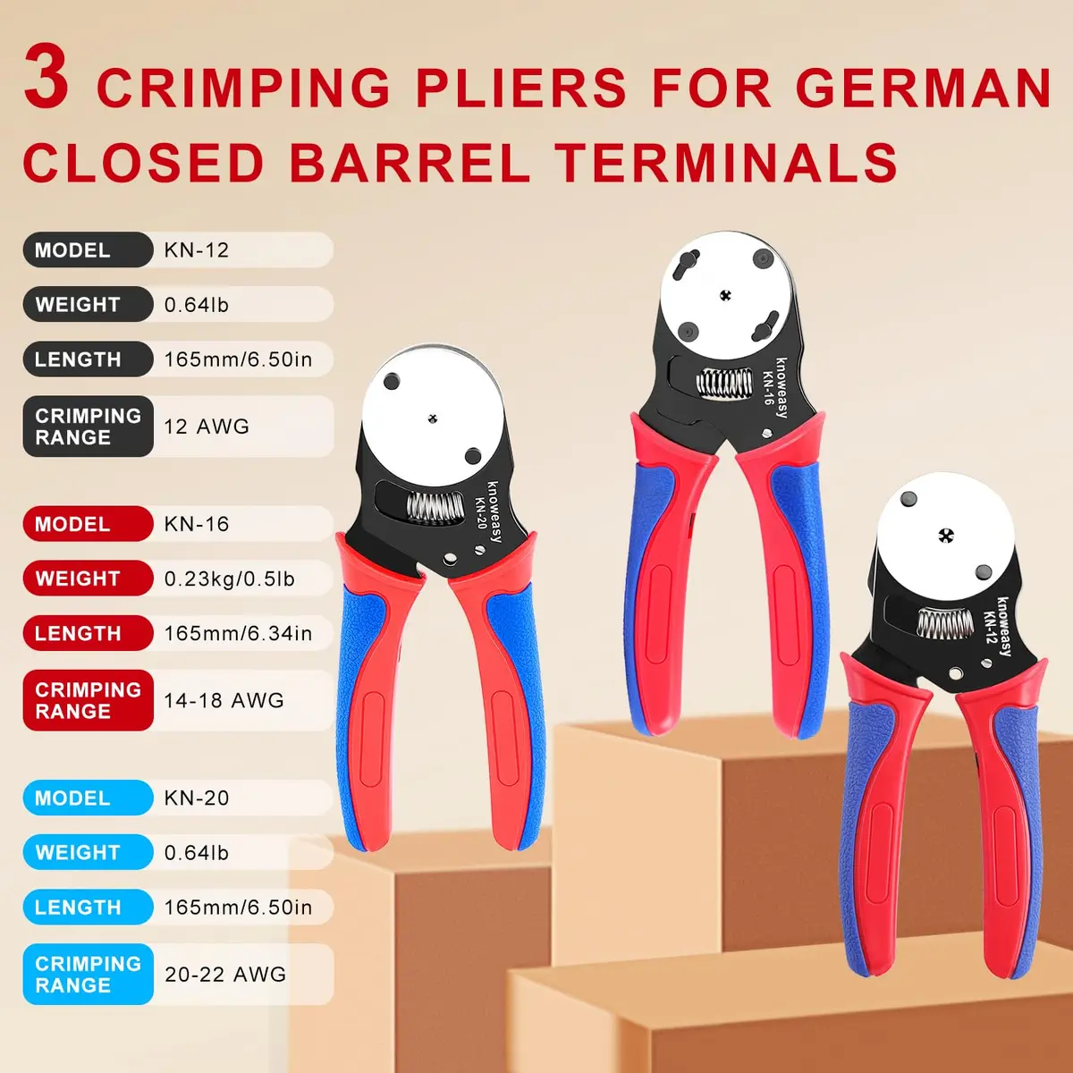 Knoweasy Deutsch Crimper Kits for Deutsch DT Connectors: Close & Open Barrel, Weather Pack, Removal Tools | 12PCS - view 2