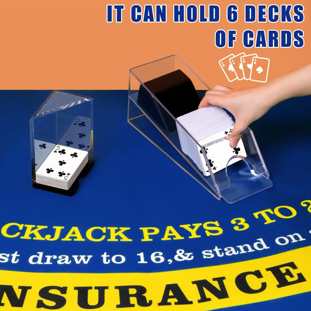 Aoriher Blackjack Game Combo Set | 6 Deck Automatic Shuffler Felt Table for Casino & Family Fun - view 5