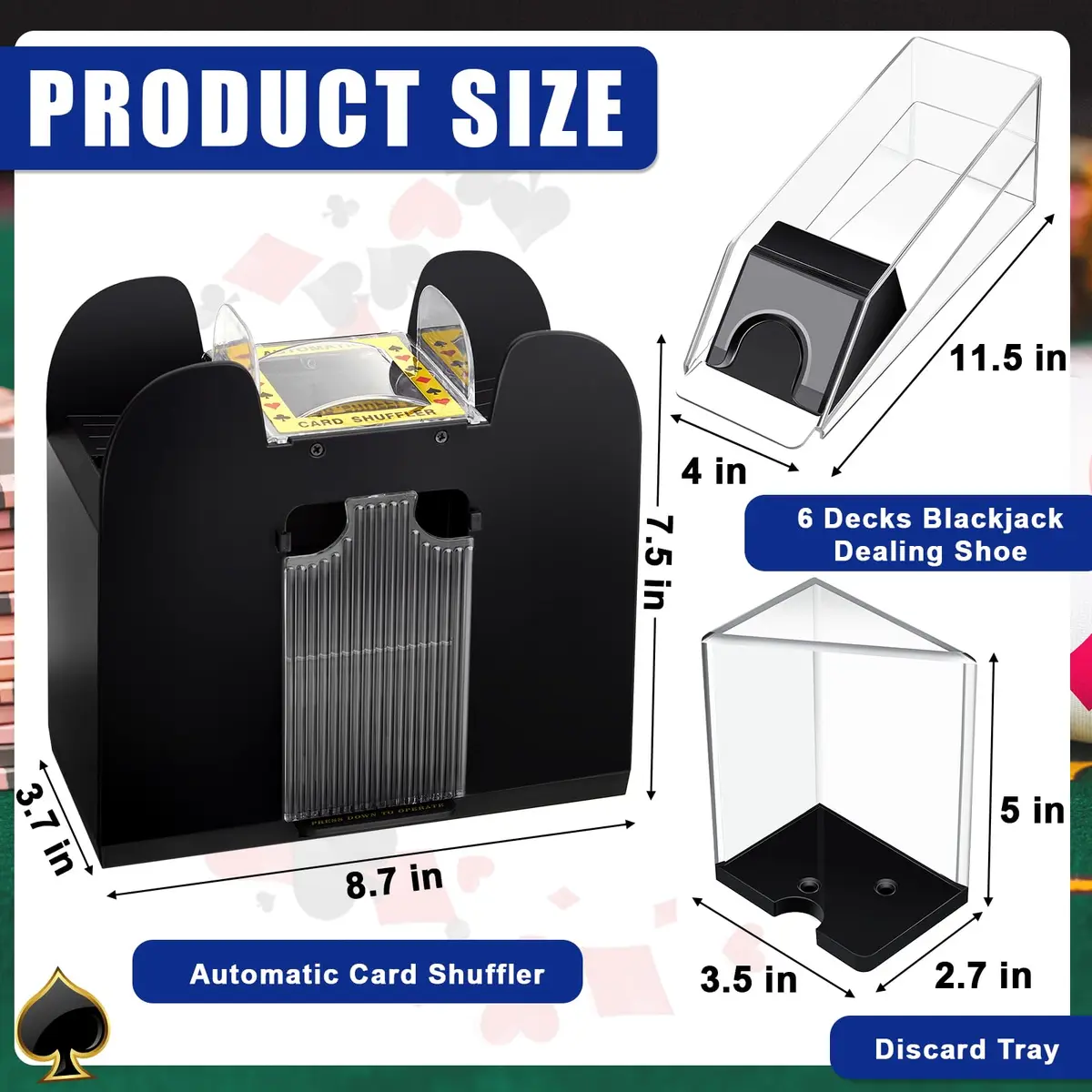 Aoriher Blackjack Game Combo Set | 6 Deck Automatic Shuffler Felt Table for Casino & Family Fun - view 2