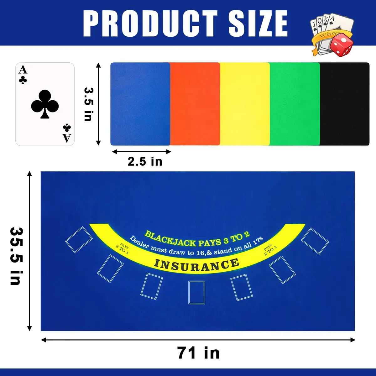 Aoriher Blackjack Game Combo Set | 6 Deck Automatic Shuffler Felt Table for Casino & Family Fun - view 3