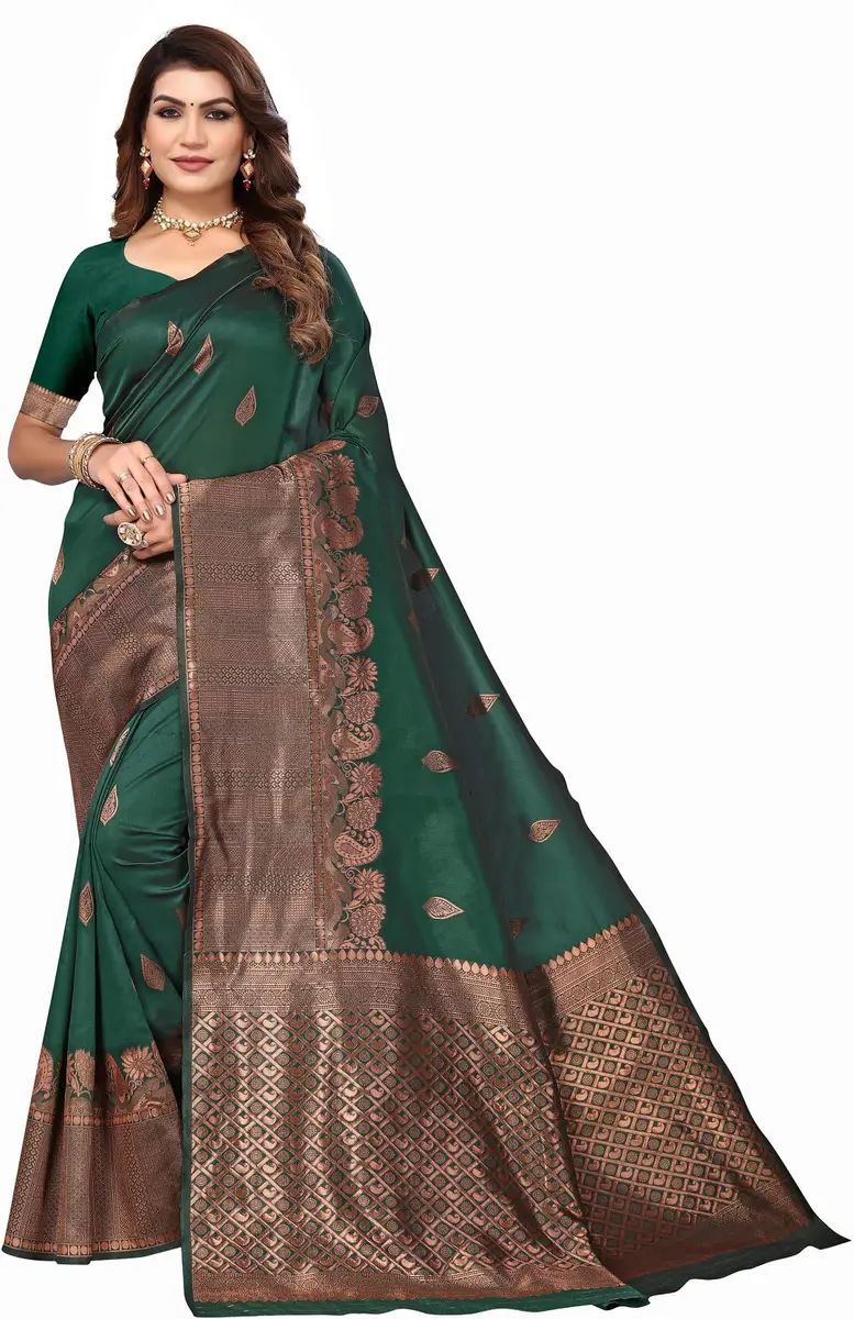 Avantika Fashion Kanjivaram Soft Semi Silk Banarasi Saree with Blouse Piece, 5.3m Length | Green Color - main product image