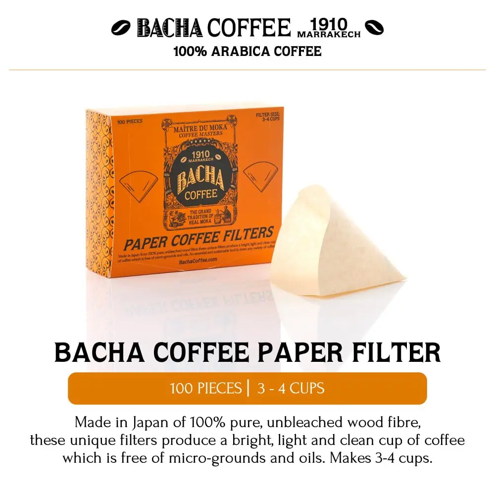 Bacha Coffee Paper Coffee Filters - Large, 100 Count (3-4 Cups) | Made in Japan, Unbleached Wood Fibre - view 2