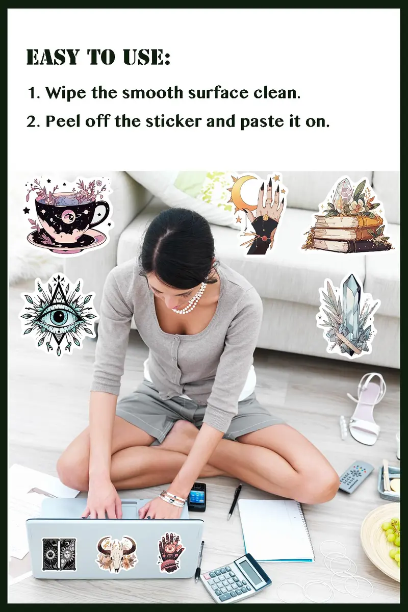 H&G MASTER Witchy Stickers for Kindles & Water Bottles 100PCS Waterproof Vinyl | Spooky Cute Celestial Decor - view 6