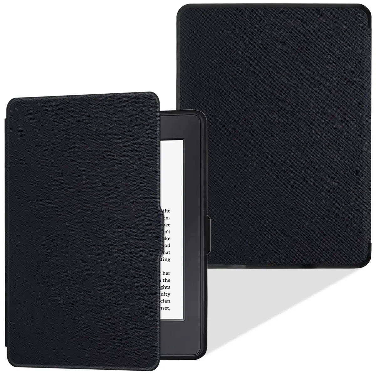LaoShuSheng Slim Case for Kindle Paperwhite 5th/6th/7th Gen | Auto Sleep/Wake, Lightweight PU Leather, Classic Black - main product image
