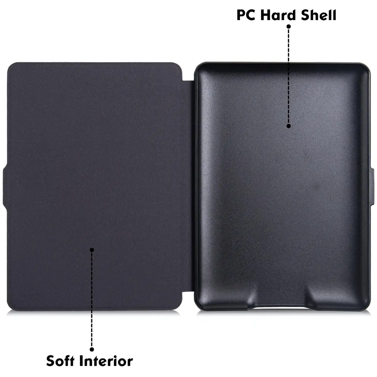 LaoShuSheng Slim Case for Kindle Paperwhite 5th/6th/7th Gen | Auto Sleep/Wake, Lightweight PU Leather, Classic Black - view 5