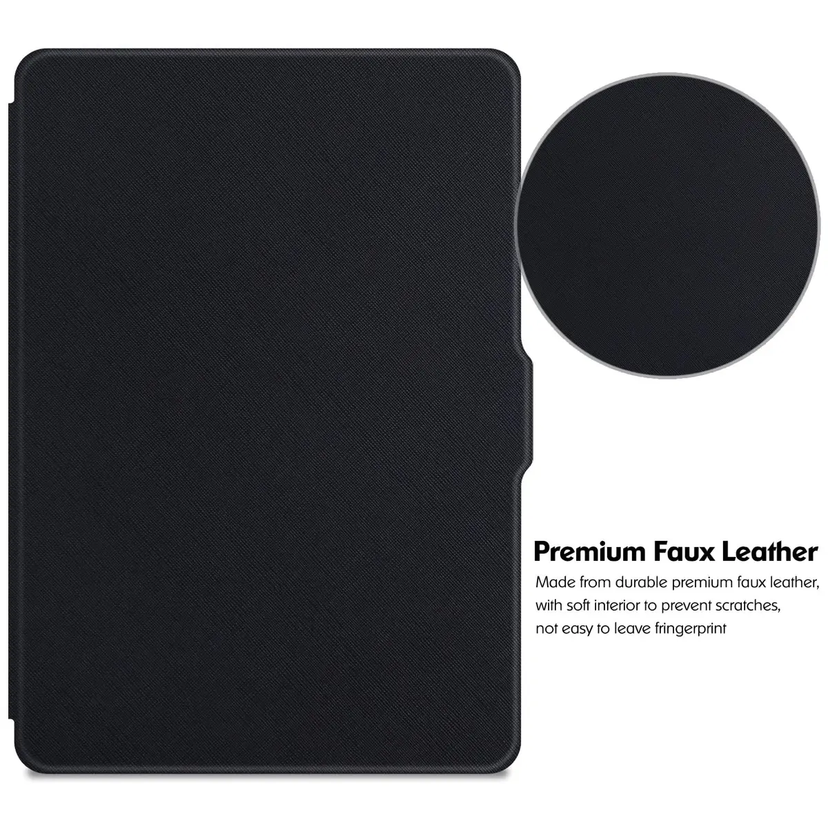 LaoShuSheng Slim Case for Kindle Paperwhite 5th/6th/7th Gen | Auto Sleep/Wake, Lightweight PU Leather, Classic Black - view 7