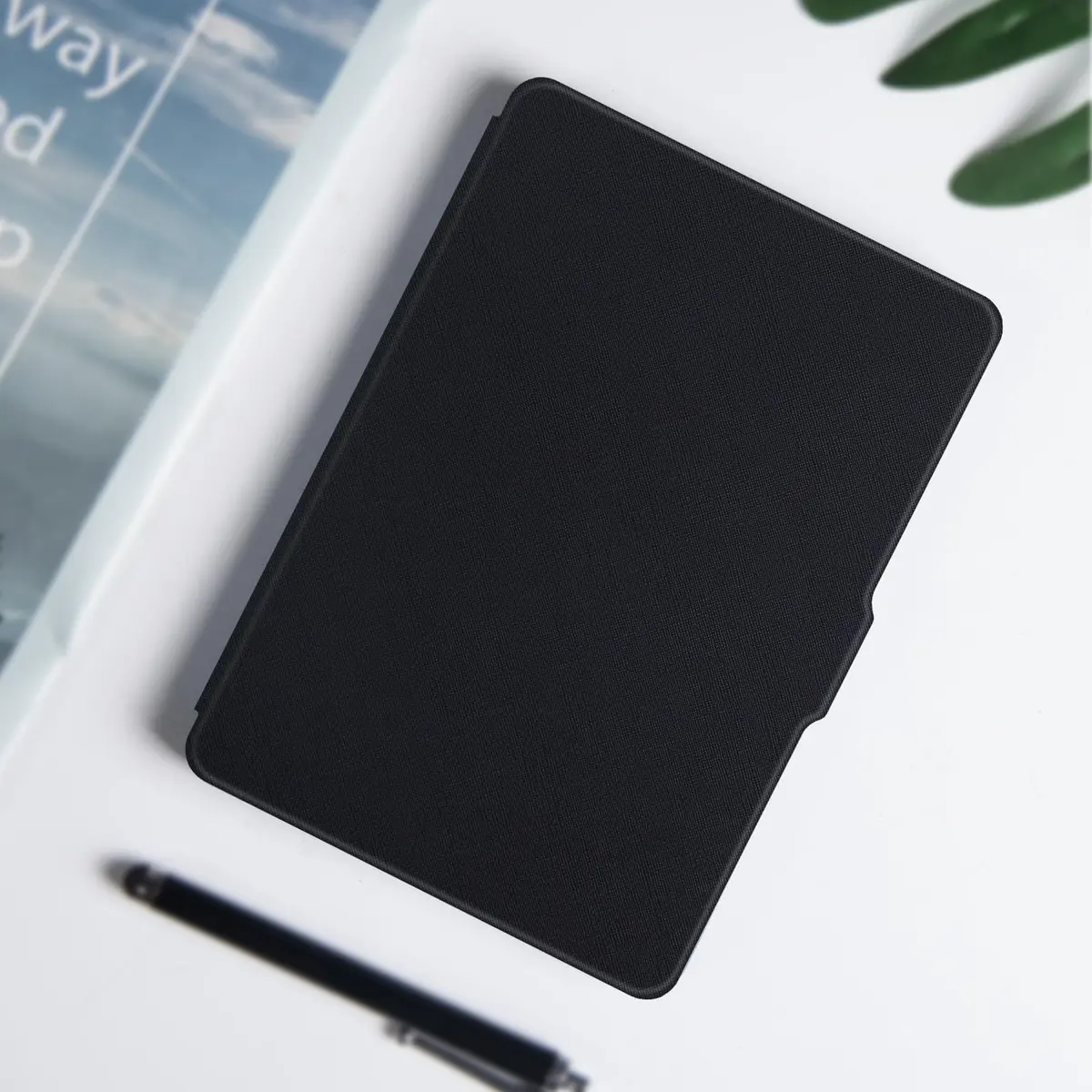 LaoShuSheng Slim Case for Kindle Paperwhite 5th/6th/7th Gen | Auto Sleep/Wake, Lightweight PU Leather, Classic Black - view 8