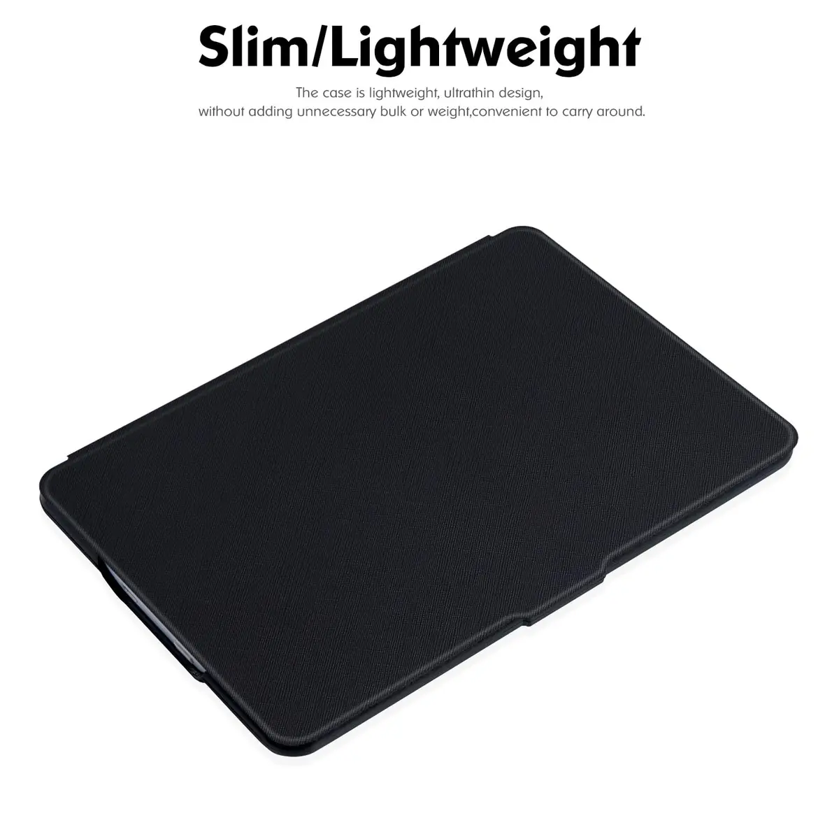 LaoShuSheng Slim Case for Kindle Paperwhite 5th/6th/7th Gen | Auto Sleep/Wake, Lightweight PU Leather, Classic Black - view 4