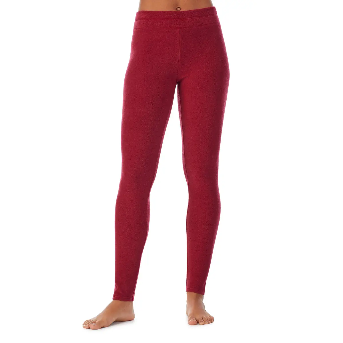 Cuddl Duds Fleecewear with Stretch Leggings for Women - Thermal Fleece Lined Base Layer Tights - Cold Weather Winter Clothes, Rhubarb, X-Small - main product image