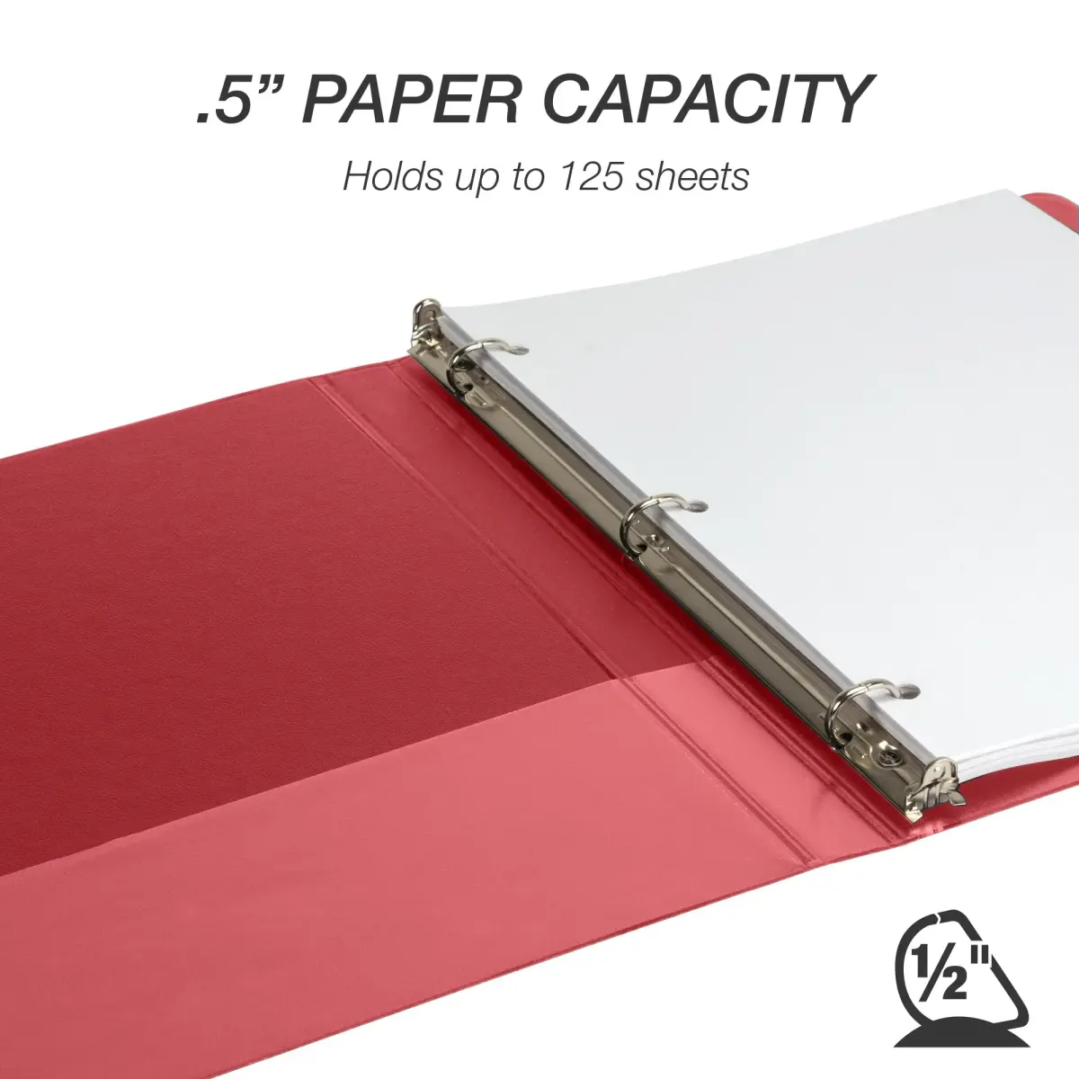 Samsill Durable 1.3cm (0.5 Inch) 4 Pack Binder, D-Ring, Red | Value Pack Storage Binder for Students - view 7