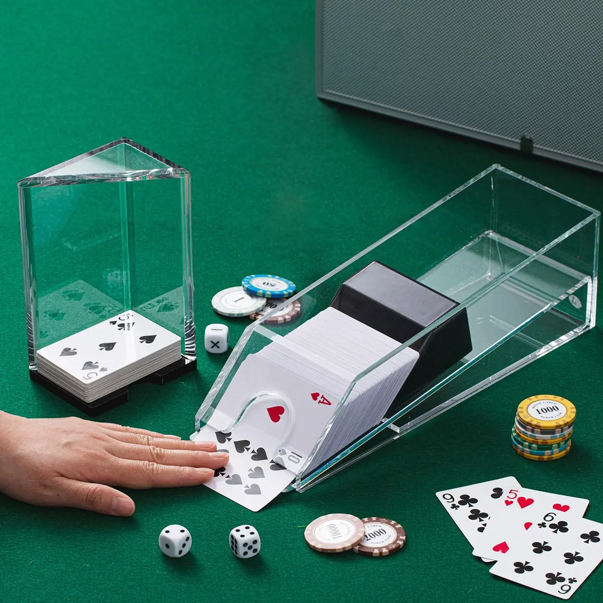 Honoson 8 Deck Blackjack Shoe and Discard Tray Set | Clear Acrylic Casino Game Accessories - view 5