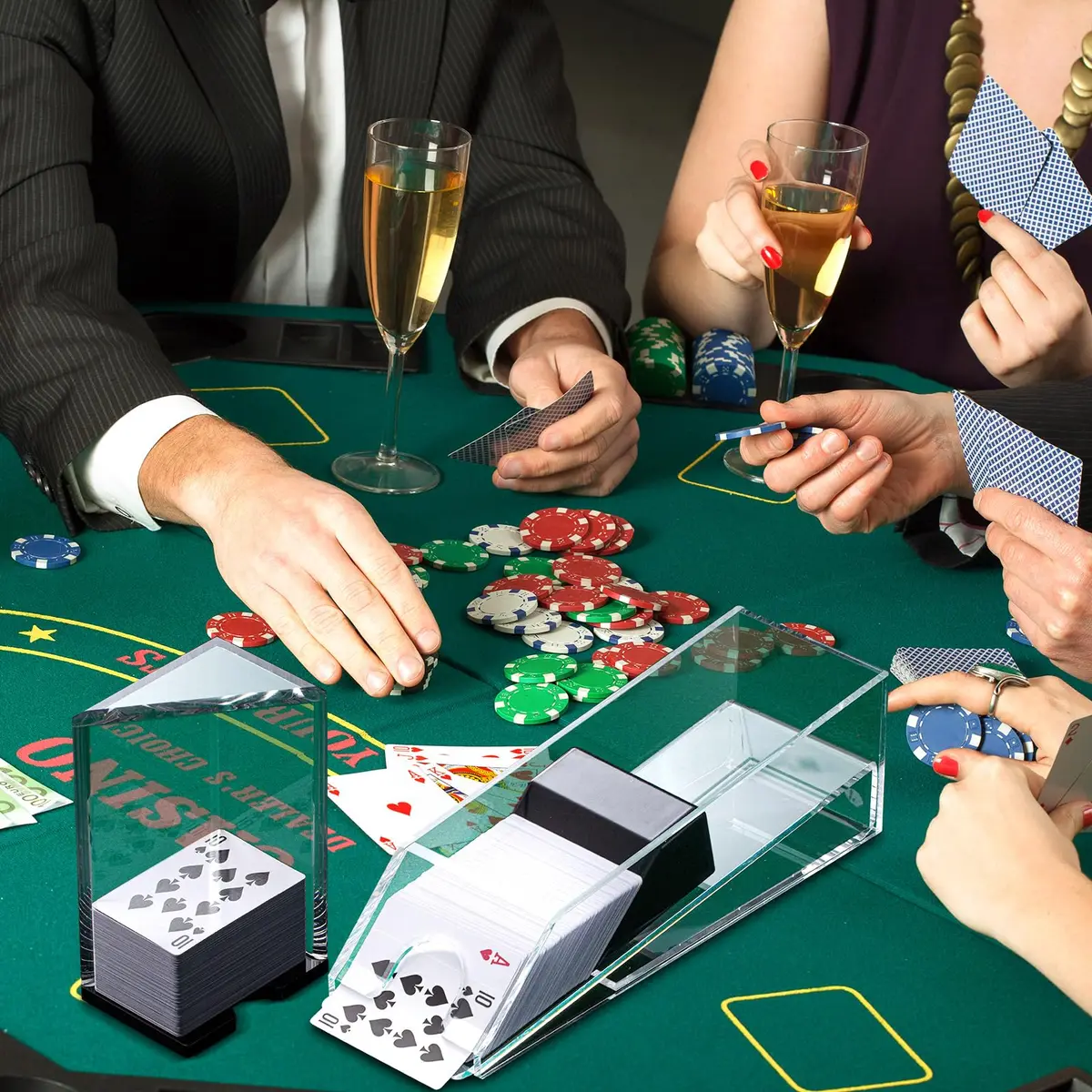 Honoson 8 Deck Blackjack Shoe and Discard Tray Set | Clear Acrylic Casino Game Accessories - view 6