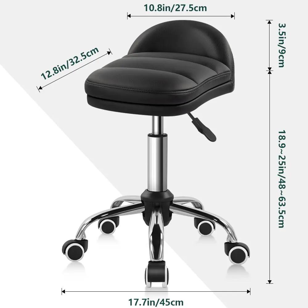 BFTOU Black Rolling Stool Chair with Wheel for Home Work SPA Massage Height-Adjustable and Cost-Effective Swivel Stool with Low Back - view 3