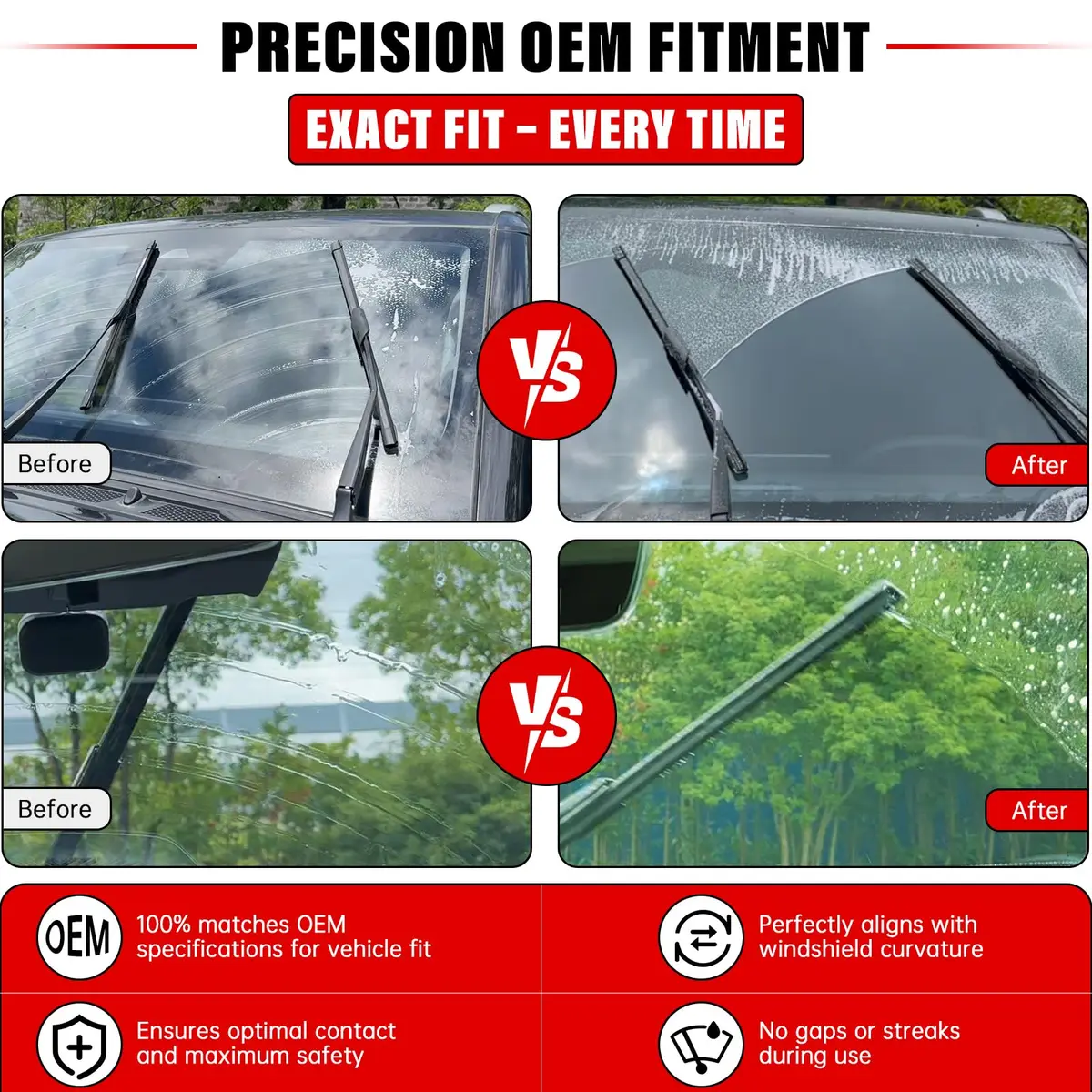 Raintok Windshield Wiper Blades Replacement for Audi Q3 2015-2024 & Q5 SQ5 2009-2024 | 24"+20" | Long-lasting, Precise Fit - view 5