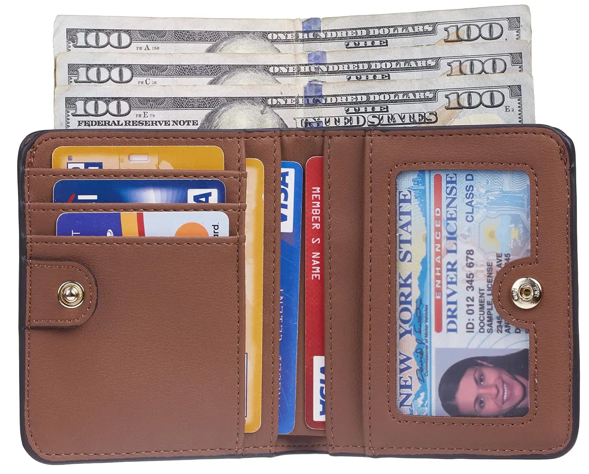 Toughergun Women's Slim RFID Blocking Leather Wallet with Clear ID Window - Compact Bifold Mini Purse - view 3
