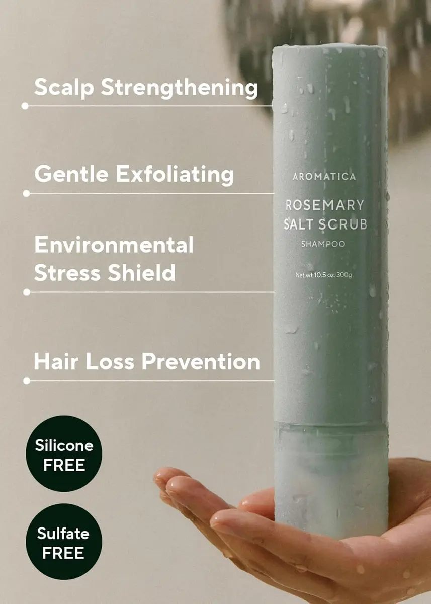 AROMATICA Rosemary Salt Scrub Shampoo 300ml (10.5 oz) | Exfoliates Scalp for Healthy Hair - view 6