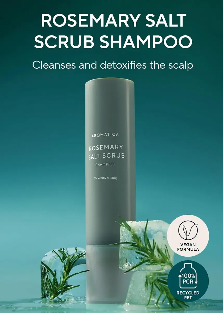 AROMATICA Rosemary Salt Scrub Shampoo 300ml (10.5 oz) | Exfoliates Scalp for Healthy Hair - view 2