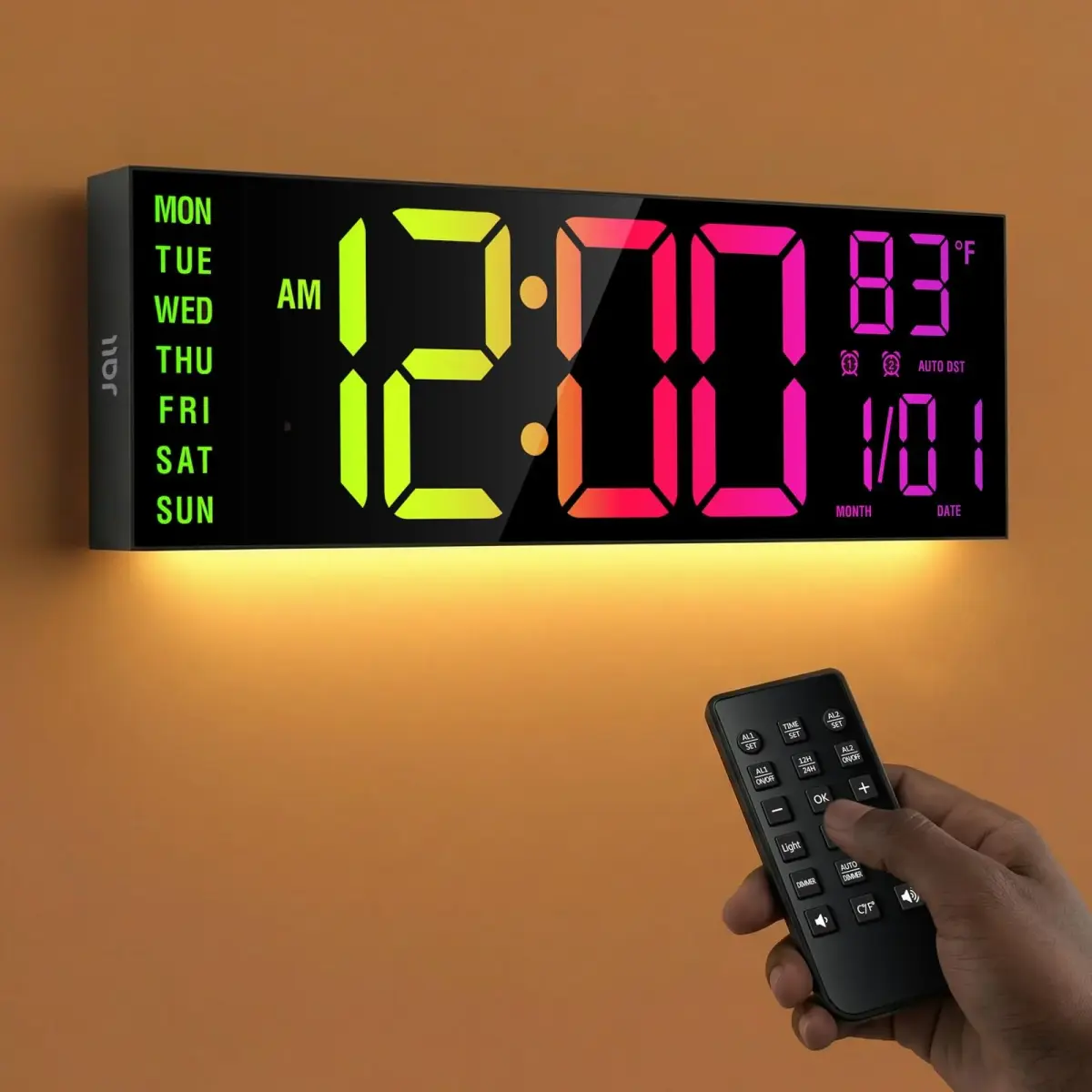 JALL 16-inch Digital Wall Clock with Timer & RGB Light | 40.6 cm (16 inches) - main product image