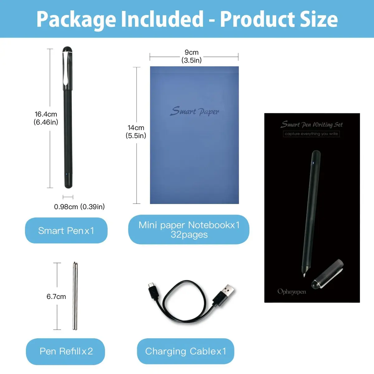 Ophayapen Smart Pen+Mini Notebook Set | Real-time Sync for Note Taking & Drawing - view 7